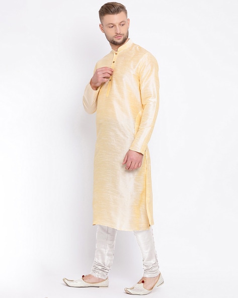 Yellow Self Design Kurta - Selling Fast at Pantaloons.com