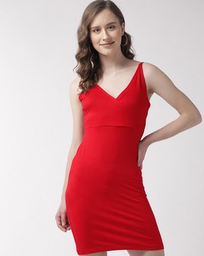 UNSORT Women Bodycon Red Dress - Buy UNSORT Women Bodycon Red Dress Online  at Best Prices in India