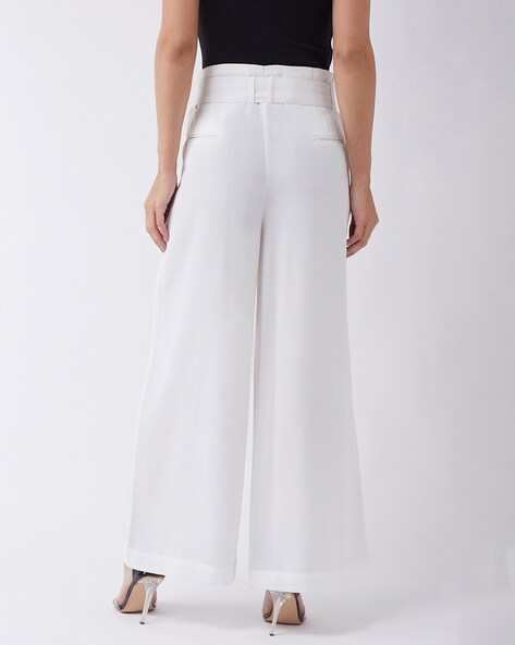 White Wide Leg Trousers for Women