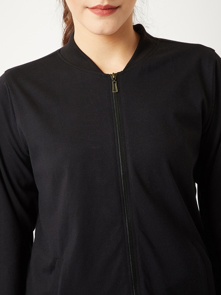 solid black bomber jacket