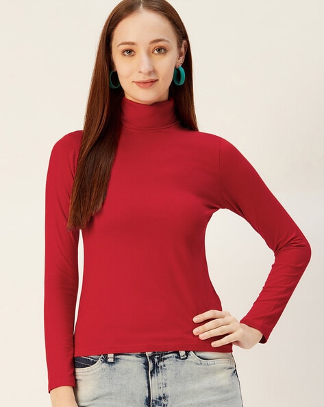 high neck turtleneck top