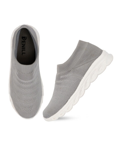DENILL Grey Textured Slip-On Sports Shoes