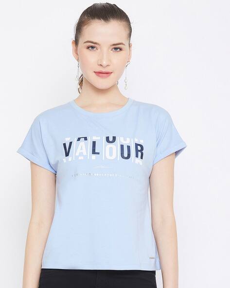 Sky Blue Tshirts for Women by OCTAVE 