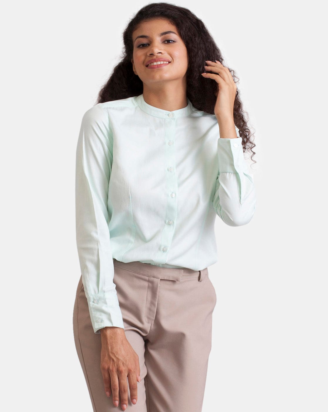 Chinese collar formal outlet shirts for ladies