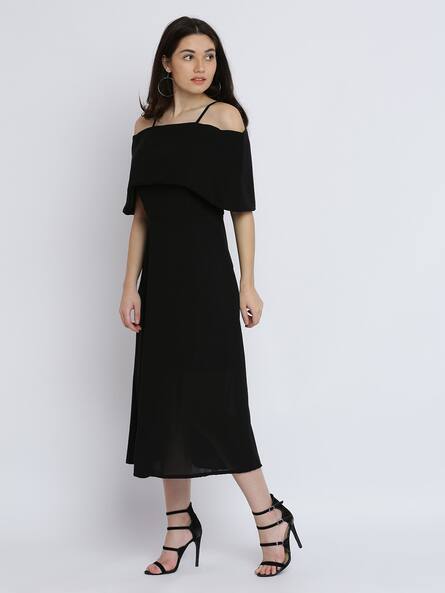 black shoulder dress