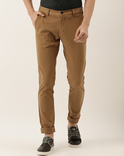 Mid Rise Flat Front Slim Fit Trousers