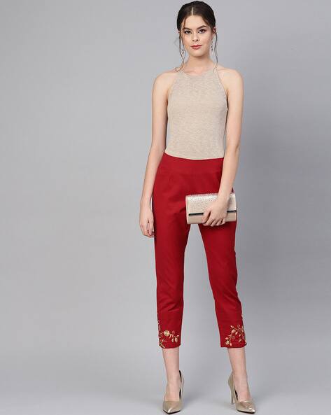 Buy Red Trousers \u0026 Pants for Women by 