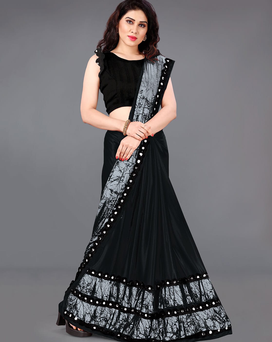 Buy Black Sarees for Women by MIRCHI FASHION Online | Ajio.com