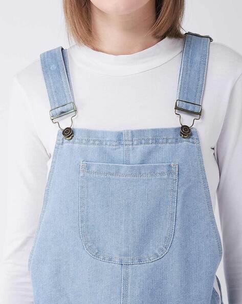 Miss Chase Women's Blue Denim Dungaree(MCSS18DEN04-07-115-26_Blue_26) :  : Fashion