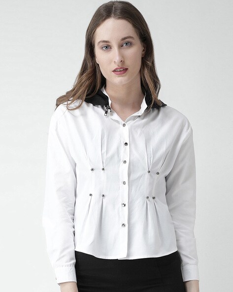 KASSUALLY Women Embellished Casual Black Shirt