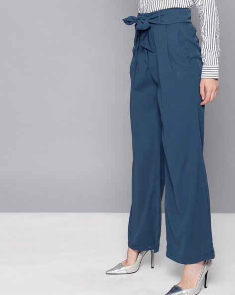 Buy Navy Trousers & Pants for Women by Nush Online