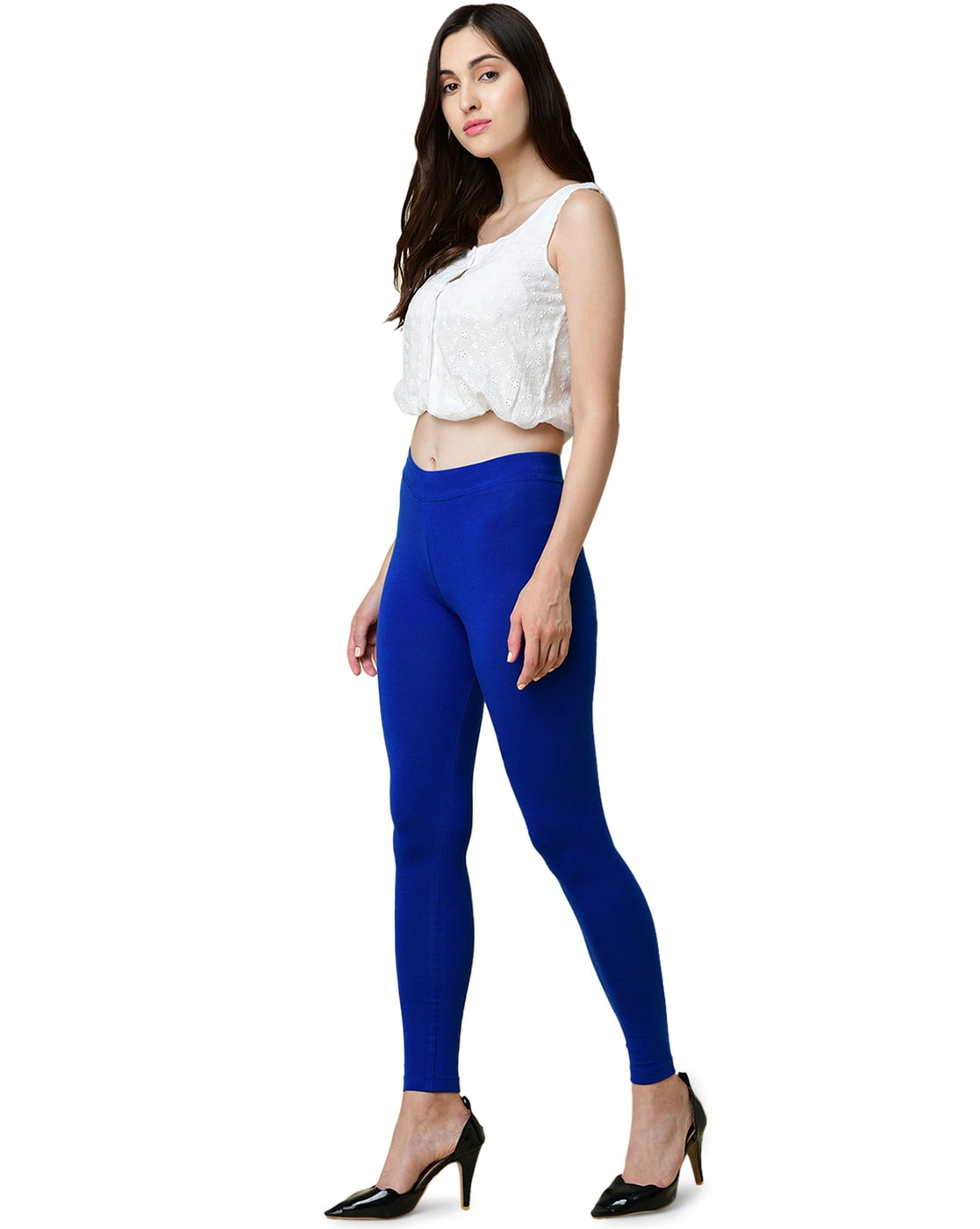 Sky Blue Women's Slim Fit Cotton Ankle Length Leggings Legging for women  Sizes: - KEX - 3767911