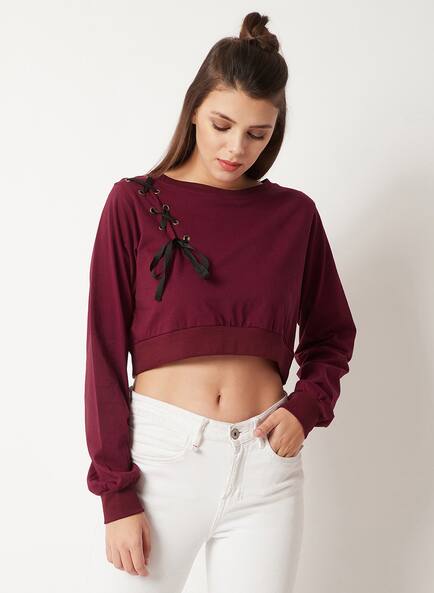 Buy Maroon Tops for Women by MISS CHASE 