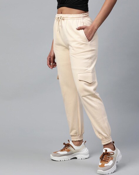 Ladies hot sale cream joggers