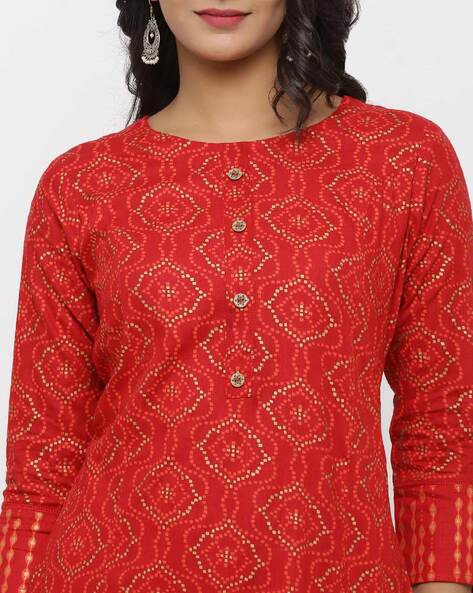 red printed kurti