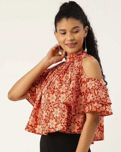 Buy Red Tops for Women by COTTINFAB 