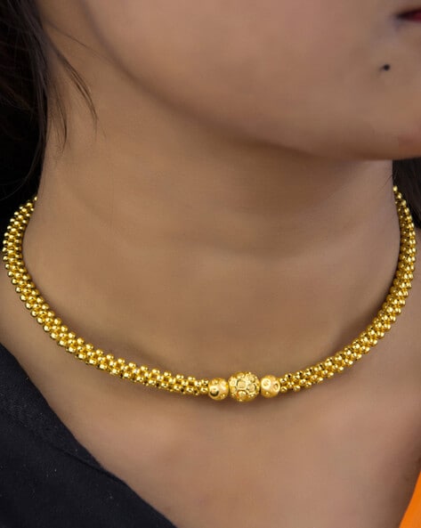 Small gold bead on sale necklace