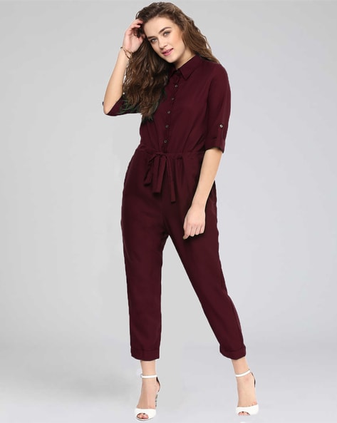 maroon womens jumpsuit