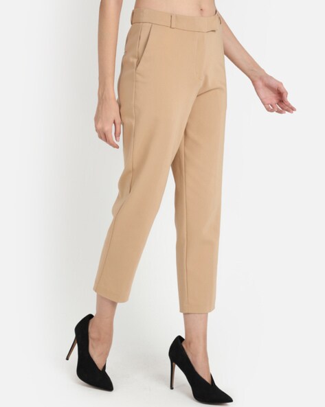 Buy Beige Trousers & Pants for Women by Cover Story Online