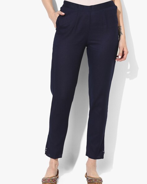 Buy Navy Blue Trousers & Pants for Women by Sugathari Online