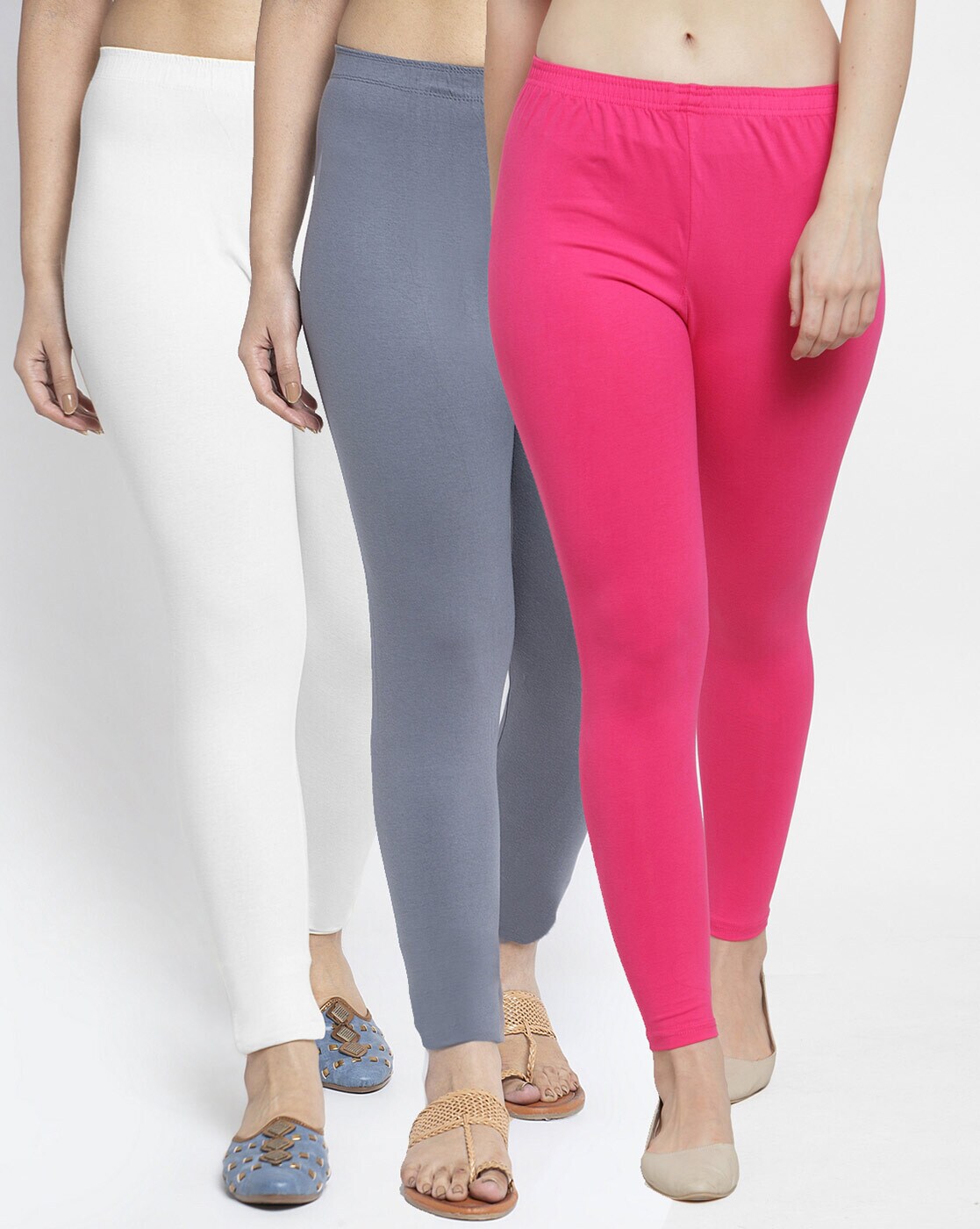 Buy online Pack Of 3 Multi Colored Solid Ankle Length Legging from Capris &  Leggings for Women by Jcss for ₹1499 at 40% off