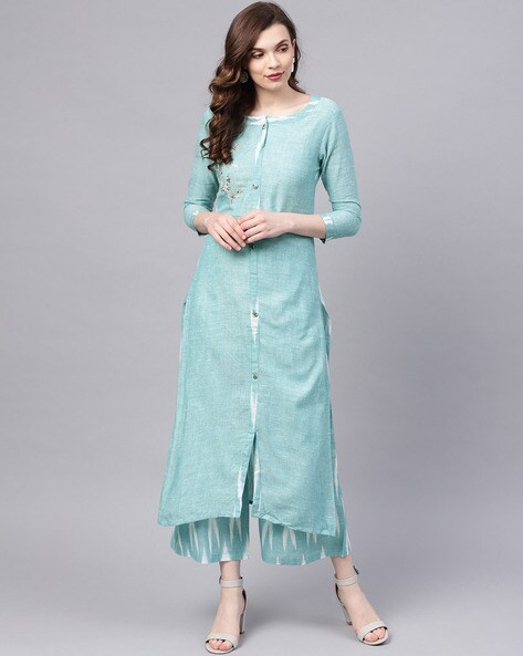 Floral Embroidered A-line Kurta Set