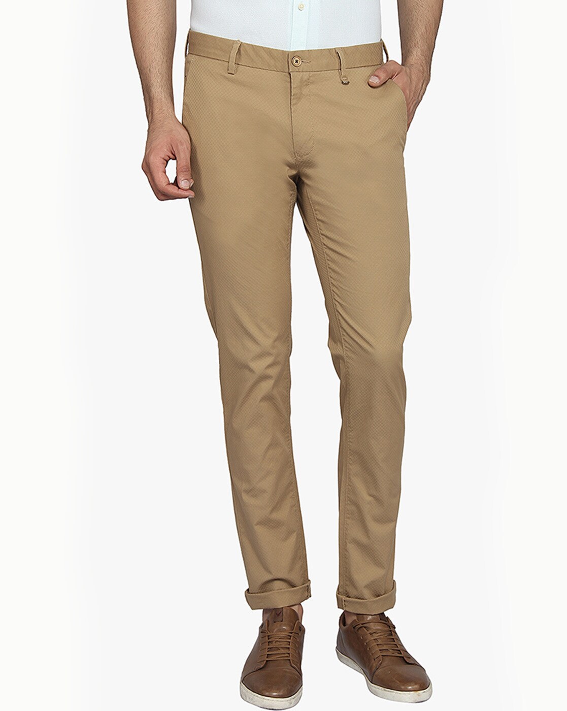 Buy Jack & Jones men slim fit stretchable solid pants khaki Online | Brands  For Less