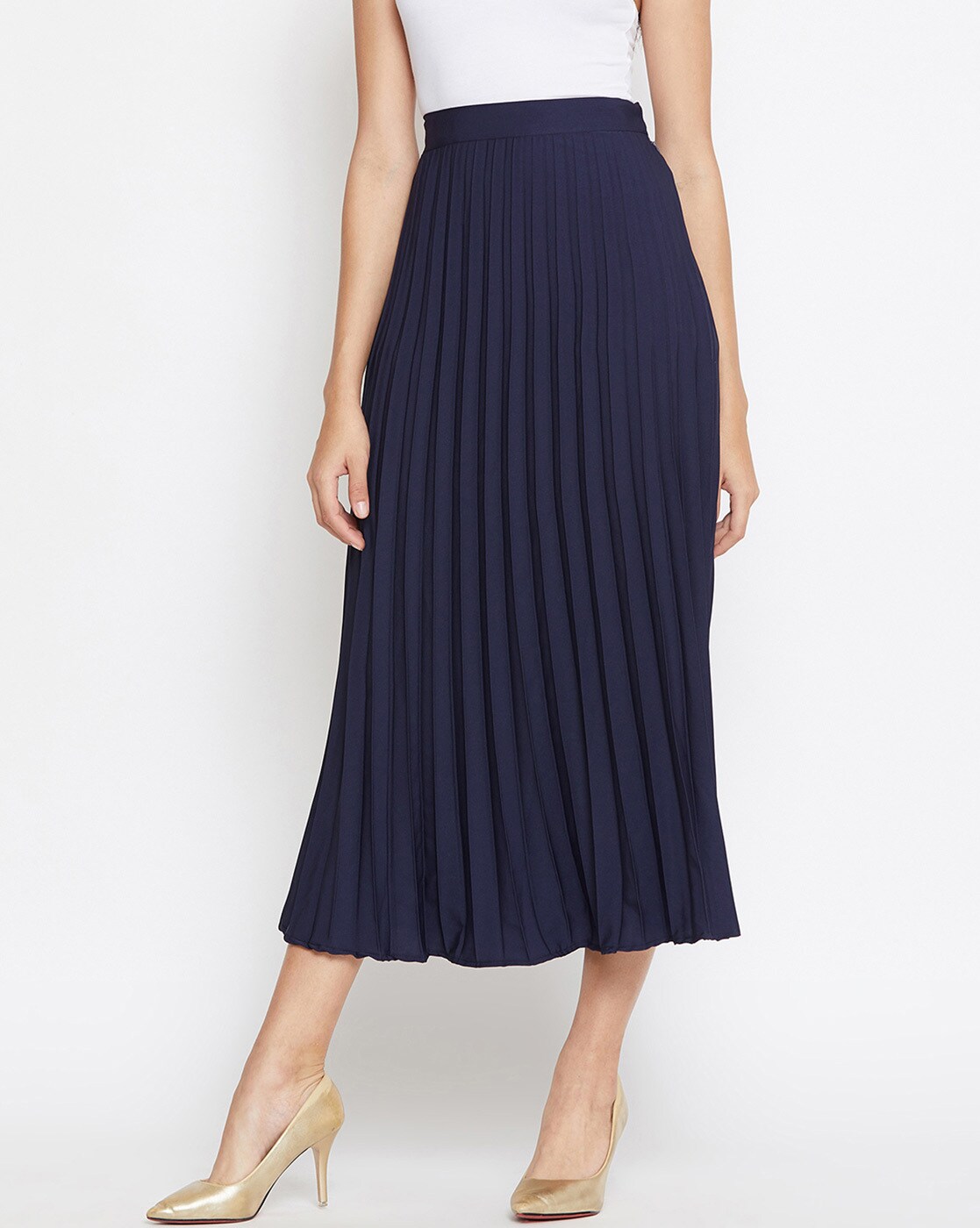 Womens Pleated Navy Skirt | vlr.eng.br