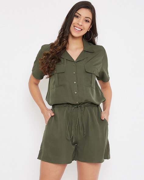 Buy Olive Jumpsuits &Playsuits Women by COLOR COCKTAIL Ajio.com