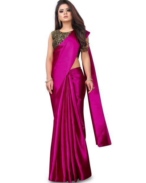 APNISHA Satin Plain Saree