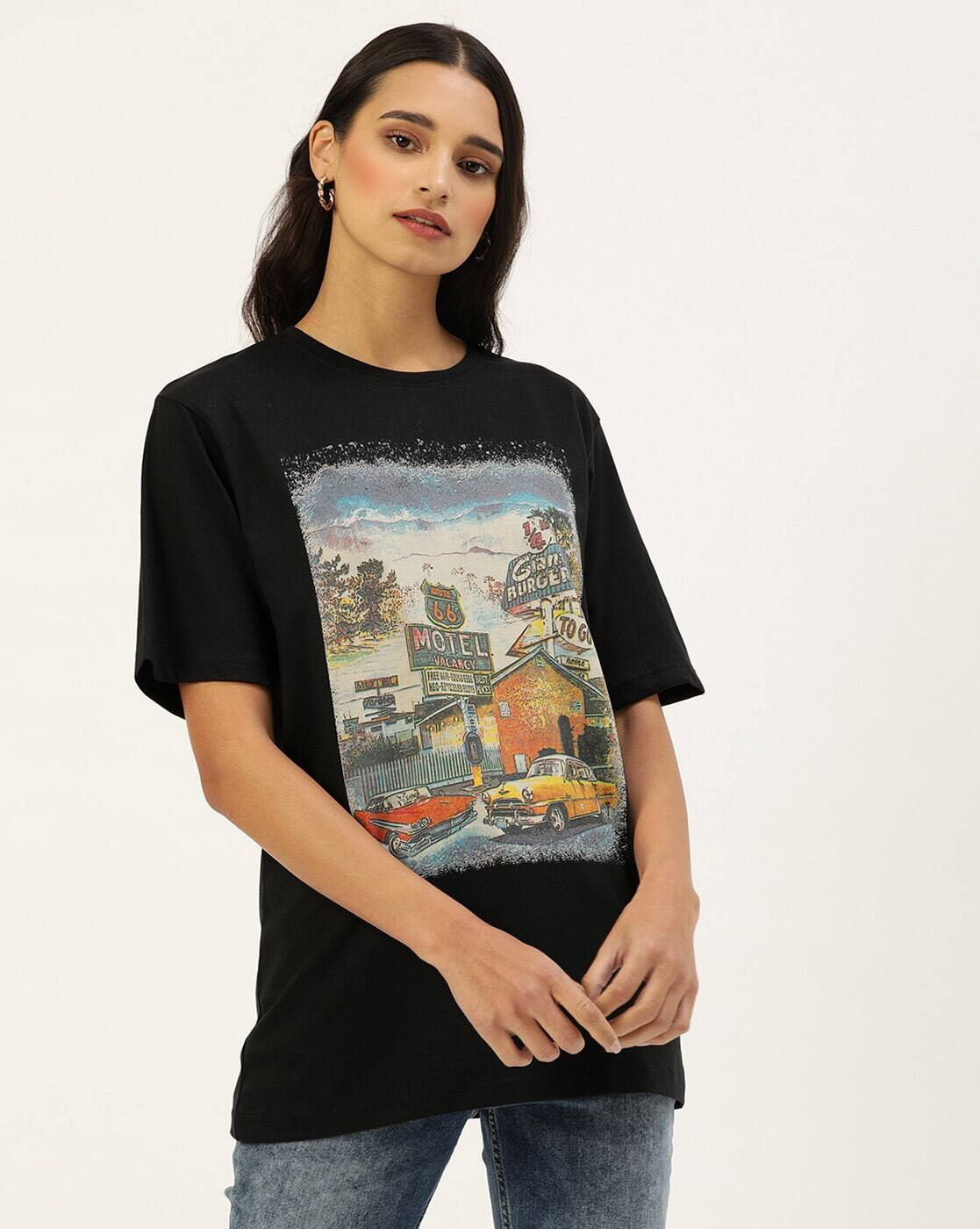 Black Tshirts for Women by DILLINGER 