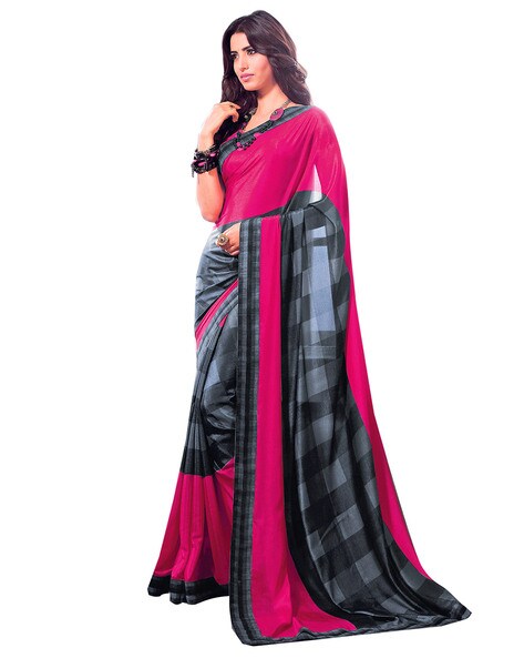 Vishal Kit-Kat Vs-1003 Chiffon Purple Saree – Sanskar Sarees