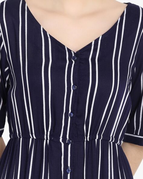 navy vertical striped dress