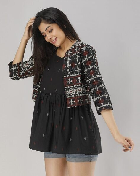 Aztec Print Flared Tunic