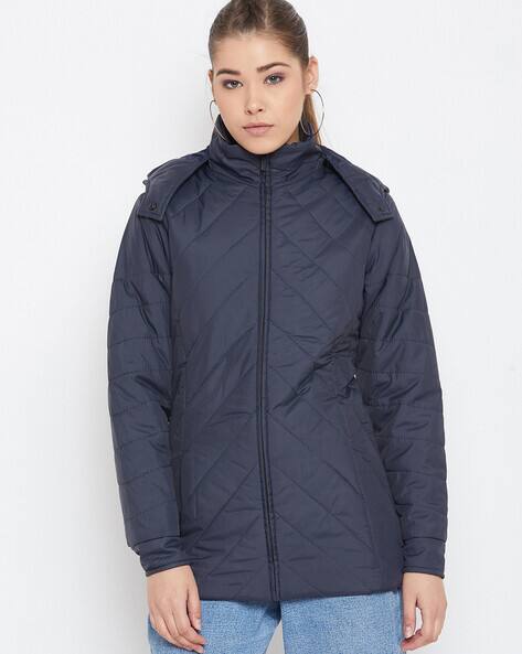 Womens navy hooded coat Clearance