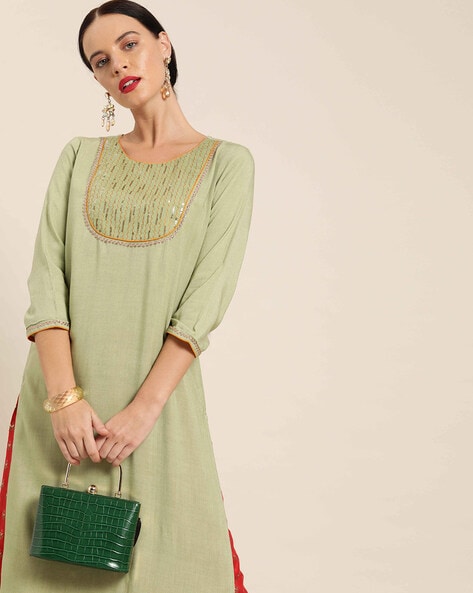 Buy Dark Green Kurtis & Tunics for Women by Indya Online | Ajio.com