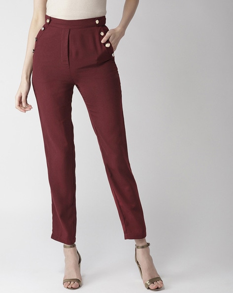 Buy RARE Maroon Womens Solid Casual Pants | Shoppers Stop