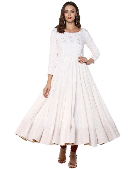 white chicken anarkali kurta