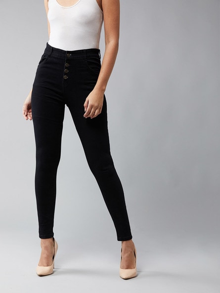 high waist jeans in black colour