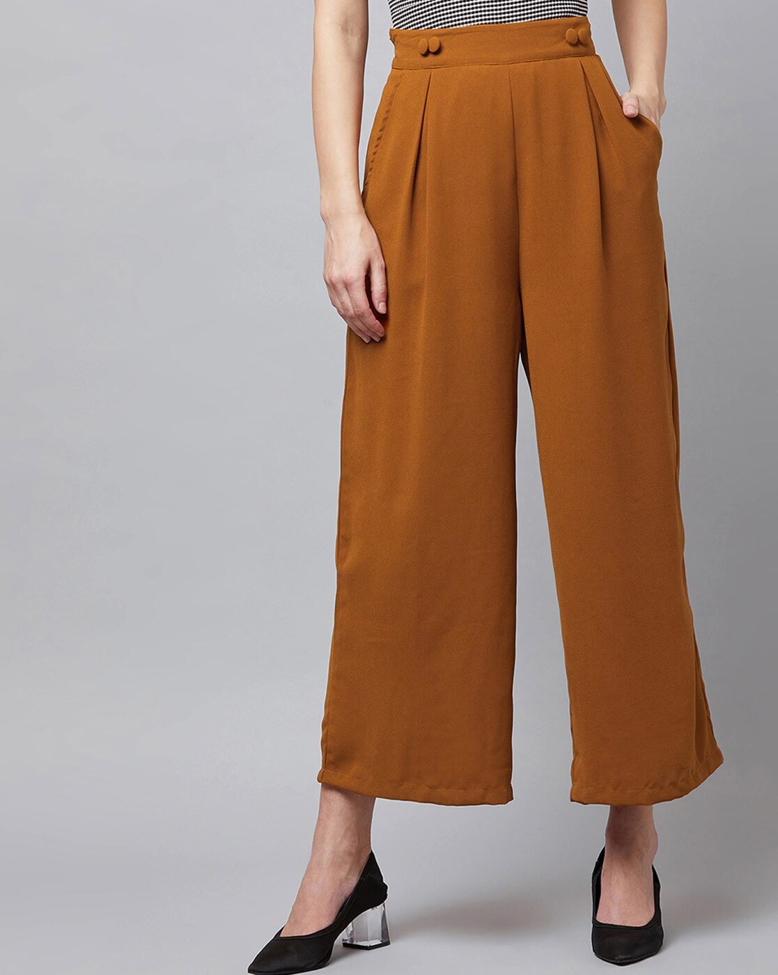 brown ankle length pants