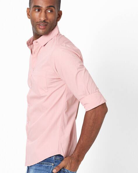 peach shirt mens outfit