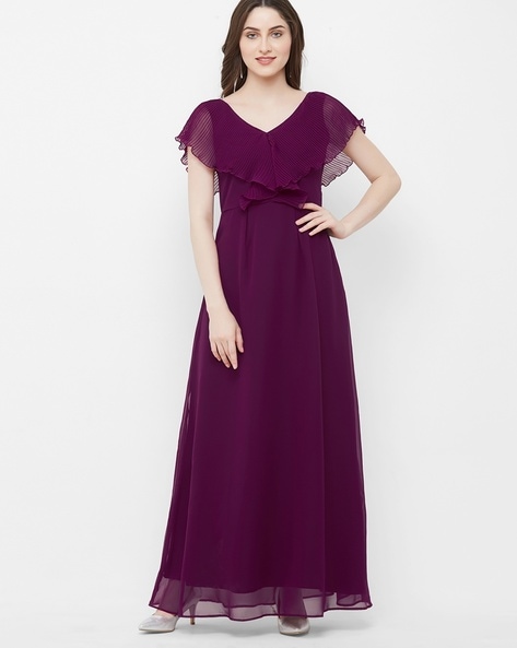 purple color dress simple