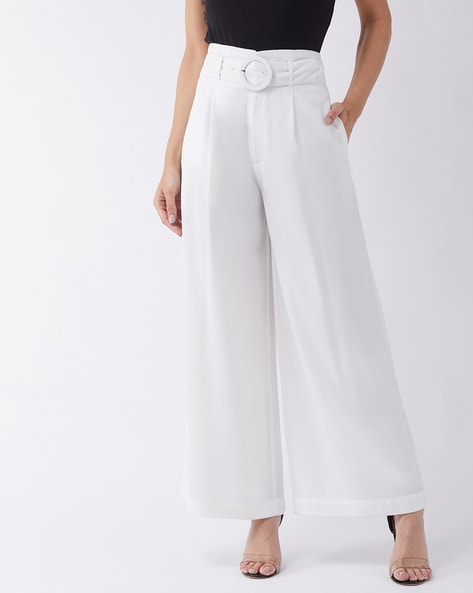 White High Waist Trousers - Buy White High Waist Trousers online in India