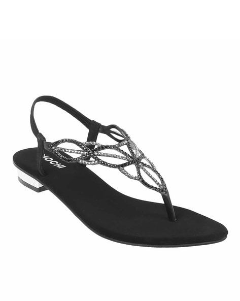 Buy Black Flat Sandals for Women by Mochi Online