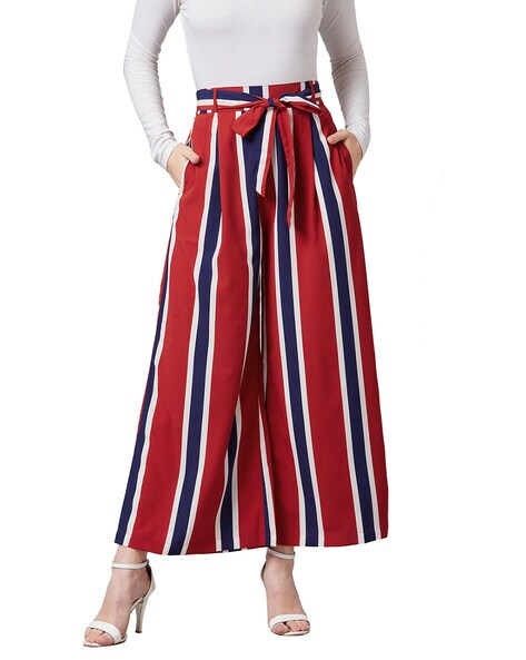 Red High Waisted Wide Leg Trousers - 1930s & 40s style | Weekend Doll