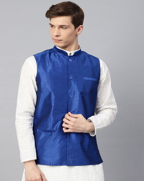 Royal blue nehru on sale jacket