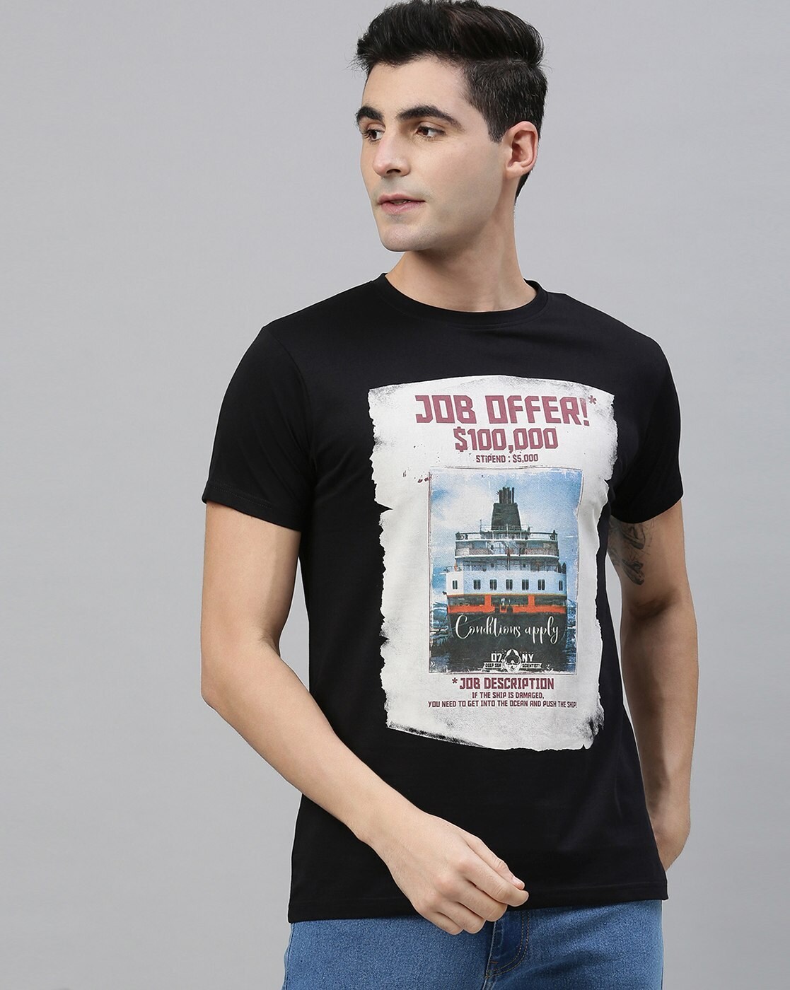 Buy Black Tshirts for Men by CONDITIONS APPLY Online | Ajio.com