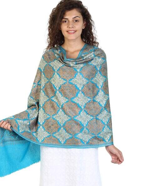 Embroidered Shawl with Frayed Hems Price in India