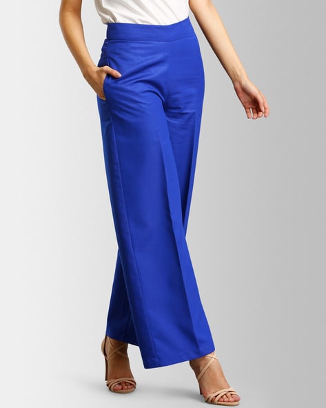 Sutton  Royal Blue High Waisted Wide Leg Trousers  Miss G Couture