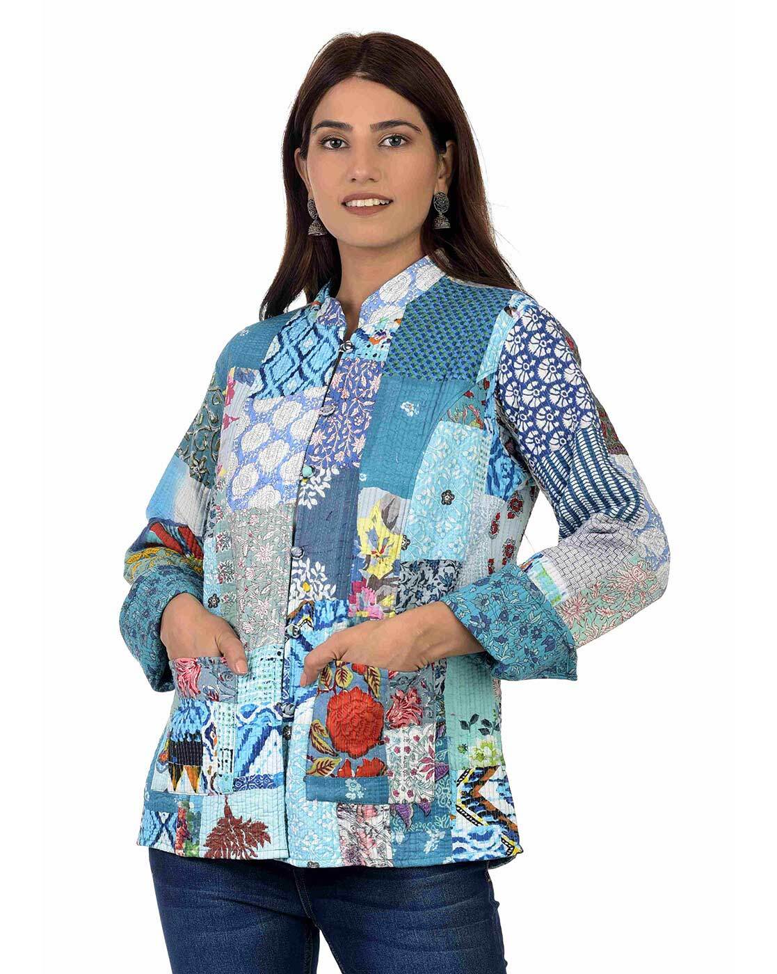 Multicolour Crop Patchwork Jacket – Upkriti
